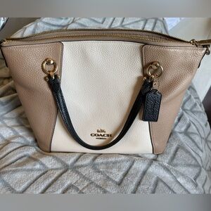 Coach Women's Cream and Tan Tote Bag